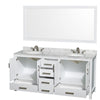 Custom image for White with Brushed Chrome Trim / White Carrara Marble, Oval Sink / 70