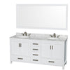 Custom image for White with Brushed Chrome Trim / White Carrara Marble, Oval Sink / 70