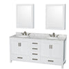 Custom image for White with Brushed Chrome Trim / White Carrara Marble, Oval Sink / Medicine Cabinets
