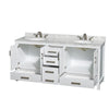 Custom image for White with Brushed Chrome Trim / White Carrara Marble, Oval Sink / No Mirror