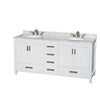 Custom image for White with Brushed Chrome Trim / White Carrara Marble, Oval Sink / No Mirror