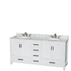 Custom image for White with Brushed Chrome Trim / White Carrara Marble, Oval Sink / Medicine Cabinets