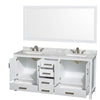Custom image for White with Brushed Chrome Trim / White Carrara Marble, Rectangular Sink / 70