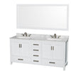 Custom image for White with Brushed Chrome Trim / White Carrara Marble, Rectangular Sink / 70