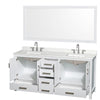 Custom image for White with Brushed Chrome Trim / Giotto Quartz, Rectangular Sink / 70
