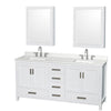 Custom image for White with Brushed Chrome Trim / Giotto Quartz, Rectangular Sink / Medicine Cabinets