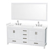 Custom image for White with Brushed Chrome Trim / White Cultured Marble, Rectangular Sink / 70