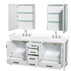 Custom image for White with Brushed Chrome Trim / White Cultured Marble, Rectangular Sink / Medicine Cabinets