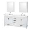 Custom image for White with Brushed Chrome Trim / White Cultured Marble, Rectangular Sink / Medicine Cabinets