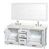 Custom image for White with Brushed Chrome Trim / White Quartz, Rectangular Sink / 70