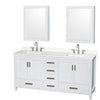 Custom image for White with Brushed Chrome Trim / White Quartz, Rectangular Sink / Medicine Cabinets