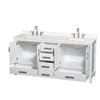 Custom image for White with Brushed Chrome Trim / White Quartz, Rectangular Sink / No Mirror