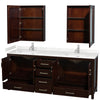Custom image for Espresso with Brushed Chrome Trim / Carrara Cultured Marble, Rectangular Sink / Medicine Cabinets