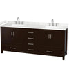 Custom image for Espresso with Brushed Chrome Trim / Carrara Cultured Marble, Rectangular Sink / No Mirror