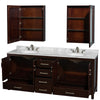 Custom image for Espresso with Brushed Chrome Trim / White Carrara Marble, Oval Sink / Medicine Cabinets
