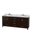 Custom image for Espresso with Brushed Chrome Trim / White Carrara Marble, Oval Sink / Medicine Cabinets