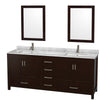 Custom image for Espresso with Brushed Chrome Trim / White Carrara Marble, Rectangular Sink / 24