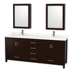Custom image for Espresso with Brushed Chrome Trim / Giotto Quartz, Rectangular Sink / Medicine Cabinets