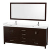 Custom image for Espresso with Brushed Chrome Trim / White Cultured Marble, Rectangular Sink / 70
