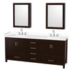 Custom image for Espresso with Brushed Chrome Trim / White Cultured Marble, Rectangular Sink / Medicine Cabinets