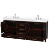Custom image for Espresso with Brushed Chrome Trim / White Cultured Marble, Rectangular Sink / No Mirror