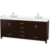 Custom image for Espresso with Brushed Chrome Trim / White Cultured Marble, Rectangular Sink / No Mirror
