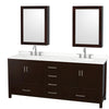 Custom image for Espresso with Brushed Chrome Trim / White Quartz, Rectangular Sink / Medicine Cabinets