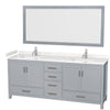 Custom image for Gray with Brushed Chrome Trim / Carrara Cultured Marble, Rectangular Sink / 70