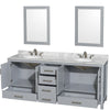 Custom image for Gray with Brushed Chrome Trim / White Carrara Marble, Oval Sink / 24
