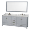 Custom image for Gray with Brushed Chrome Trim / White Carrara Marble, Oval Sink / 70
