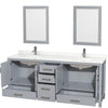 Custom image for Gray with Brushed Chrome Trim / Giotto Quartz, Rectangular Sink / 24