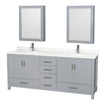 Custom image for Gray with Brushed Chrome Trim / Giotto Quartz, Rectangular Sink / Medicine Cabinets