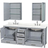 Custom image for Gray with Brushed Chrome Trim / Giotto Quartz, Rectangular Sink / Medicine Cabinets