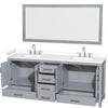 Custom image for Gray with Brushed Chrome Trim / White Cultured Marble, Rectangular Sink / 70