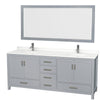 Custom image for Gray with Brushed Chrome Trim / White Quartz, Rectangular Sink / 70