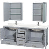 Custom image for Gray with Brushed Chrome Trim / White Quartz, Rectangular Sink / Medicine Cabinets