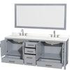Custom image for Gray with Brushed Chrome Trim / White Quartz, Rectangular Sink / 70