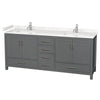 Custom image for Dark Gray with Brushed Chrome Trim / Carrara Cultured Marble, Rectangular Sink / No Mirror