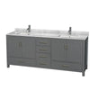 Custom image for Dark Gray with Brushed Chrome Trim / White Carrara Marble, Rectangular Sink / No Mirror