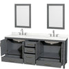 Custom image for Dark Gray with Brushed Chrome Trim / Giotto Quartz, Rectangular Sink / 24