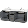 Custom image for Dark Gray with Brushed Chrome Trim / Giotto Quartz, Rectangular Sink / No Mirror
