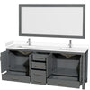 Custom image for Dark Gray with Brushed Chrome Trim / White Cultured Marble, Rectangular Sink / 70