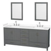 Custom image for Dark Gray with Brushed Chrome Trim / White Cultured Marble, Rectangular Sink / 24