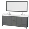 Custom image for Dark Gray with Brushed Chrome Trim / White Cultured Marble, Rectangular Sink / 70