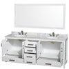 Custom image for White with Brushed Chrome Trim / White Carrara Marble, Oval Sink / 70