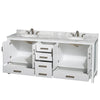 Custom image for White with Brushed Chrome Trim / White Carrara Marble, Oval Sink / No Mirror