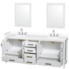 Custom image for White with Brushed Chrome Trim / White Cultured Marble, Rectangular Sink / 24