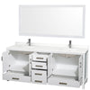 Custom image for White with Brushed Chrome Trim / White Quartz, Rectangular Sink / 70