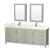 Custom image for Light Green with Brushed Nickel Trim / White Cultured Marble, Rectangular Sink / Medicine Cabinets