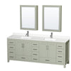 Custom image for Light Green with Brushed Nickel Trim / White Quartz, Rectangular Sink / Medicine Cabinets